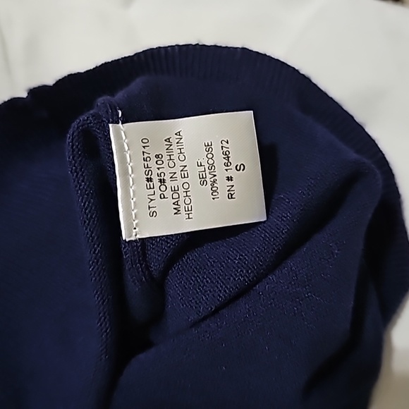 NWT Six/Fifty Darcy Mixed Media Top In Navy And White Small - Picture 5 of 6